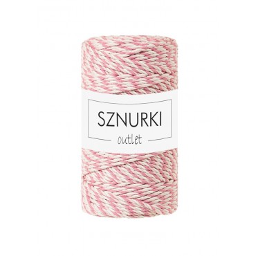 Bajeczny różowy sznurek skręcany 3ply 100m 3mm OUTLET
