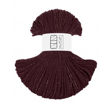Golden Burgundy cotton cord with a gold thread 3mm 100m OUTLET