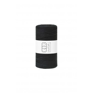 Black braided cotton cord 3mm 100m OUTLET