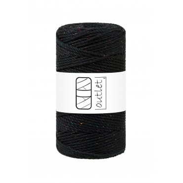 Cosmic Black Macrame 3ply Twisted Cord 3mm 100m OUTLET