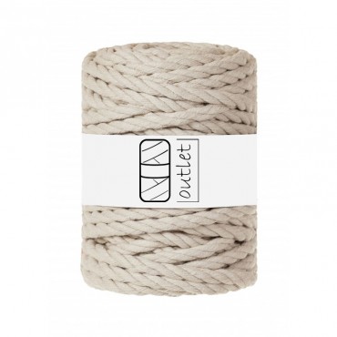 Beige 3ply twisted macrame cotton cord 9mm 30m OUTLET