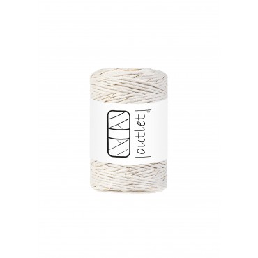 Naturalny ze Złotą Nitką  bawełniany sznurek skręcany do makramy 1,5mm 100m OUTLET