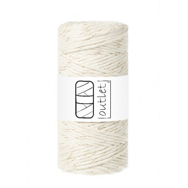 Naturalny ze Złotą Nitką bawełniany sznurek skręcany do makramy 3mm 100m OUTLET