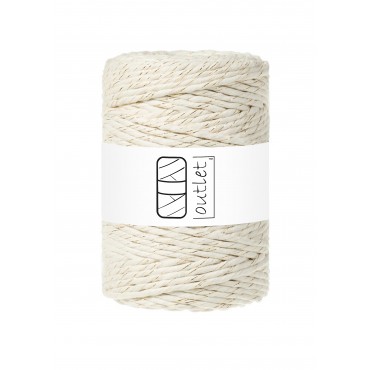 Naturalny ze Złotą Nitką bawełniany sznurek skręcany do makramy 5mm 100m OUTLET