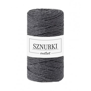 Dark Grey 3ply twisted cord 3mm 100m