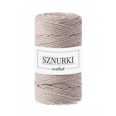 Perłowy Szary sznurek skręcany 3ply 100m 3mm