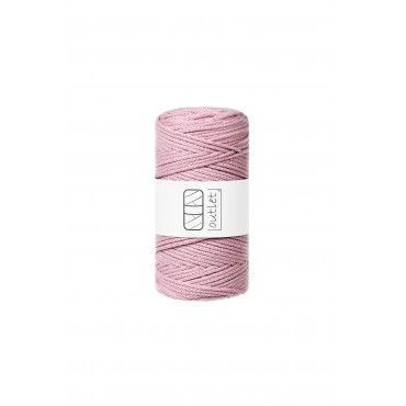 Dusty pink braided cotton cord 3mm 100m OUTLET