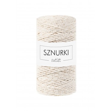 Naturalny ze złota nitką sznurek skręcany 3ply 100m 3mm OUTLET